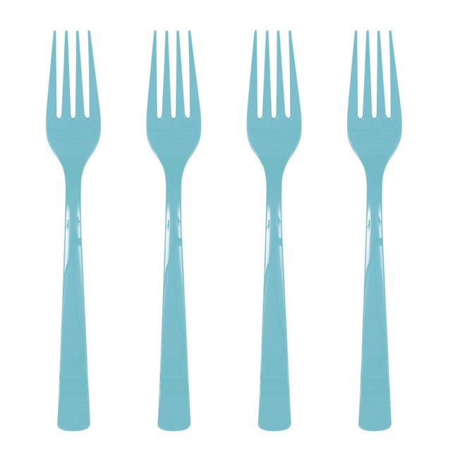 Terrific Teal Plastic Forks, 18ct