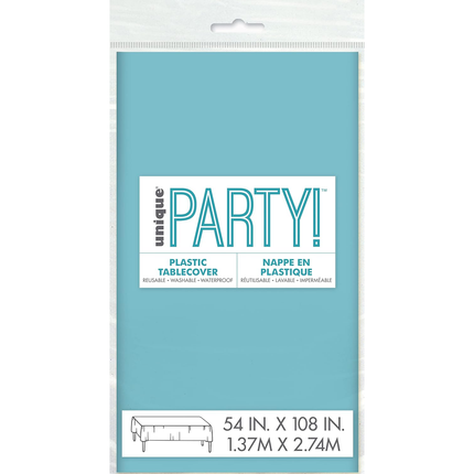 Terrific Teal Rectangular Plastic Table Cover, 54" x 108"