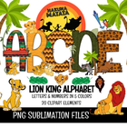 Lion King Doodle Alphabet Letters PNG Bundle Instant Download