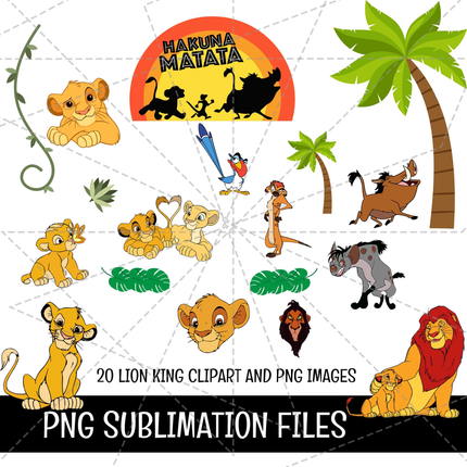 Lion King Doodle Alphabet Letters PNG Bundle Instant Download