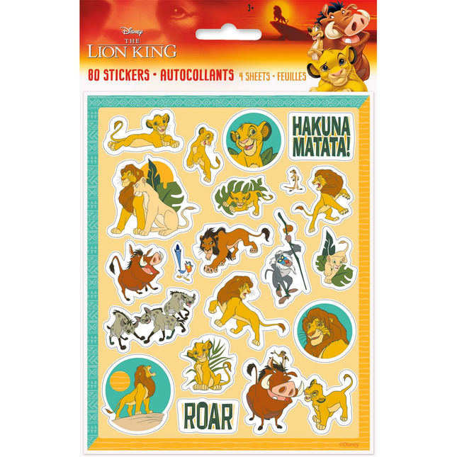 The Lion King Sticker 4 Sheet Favours, 80 stickers