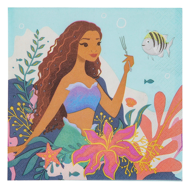 The Little Mermaid Birthday Large Lunch Napkins, 16 Count