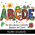 The Very Hungry Caterpillar Doodle Alphabet Letters PNG Bundle Instant Download