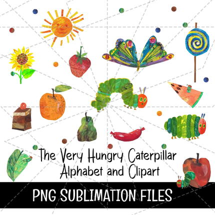 The Very Hungry Caterpillar Doodle Alphabet Letters PNG Bundle Instant Download