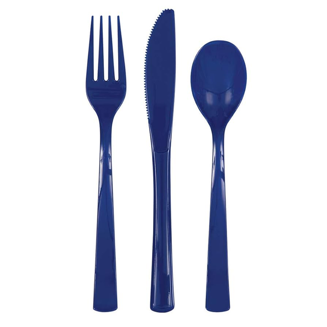 True Navy Blue Solid Assorted Plastic Cutlery, 18ct