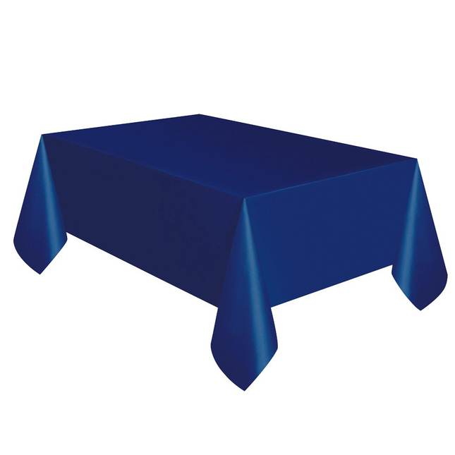 True Navy Blue Solid Rectangular Plastic Table Cover, 54" x 108"