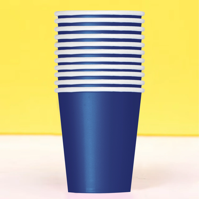 True Navy Solid 9oz Paper Cups, 20ct