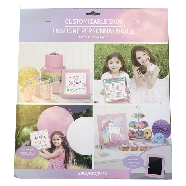Unicorn Customizable Chalkboard Sign Set – 12" Chalkboard + 4 Paper Inserts