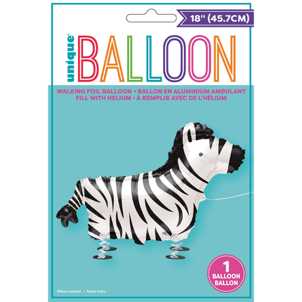 Walking Pet Zebra Foil Balloon 30″
