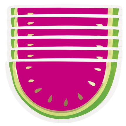 Watermelon Shaped Plates (8ct) | Foil Stamped Party Plates