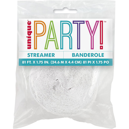 White Crepe Paper Streamer, 81 ft