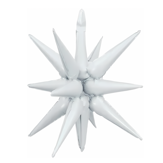 White Explosion Star Foil Balloon 22"
