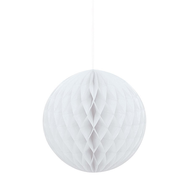 White Solid Honeycomb Ball 8"