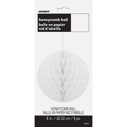 White Solid Honeycomb Ball 8"