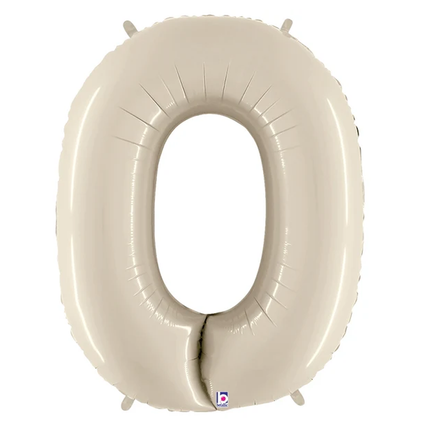 White Sand 0 Number Foil Balloon 34"