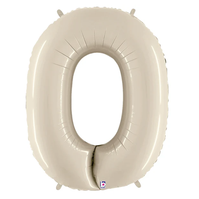 White Sand 0 Number Foil Balloon 34"