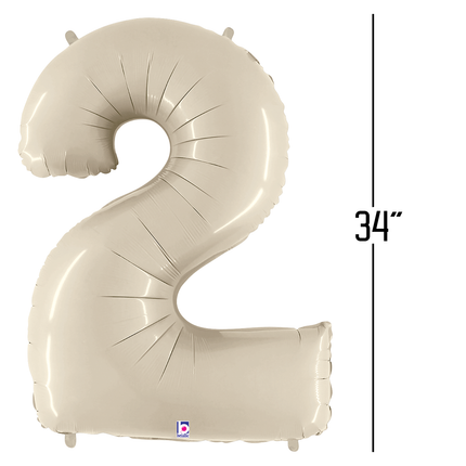 White Sand 2 Number Foil Balloon 34"