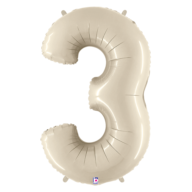 White Sand 3 Number Foil Balloon 34"