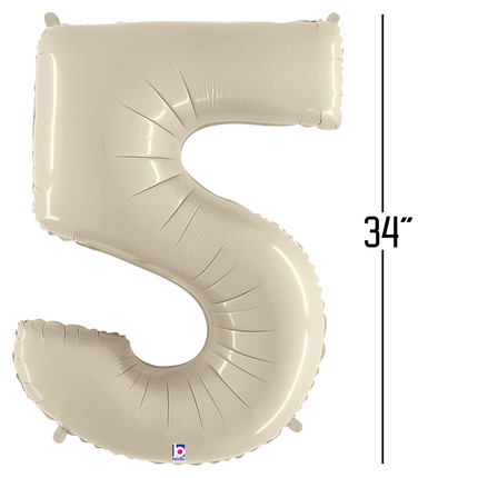 White Sand 5 Number Foil Balloon 34"