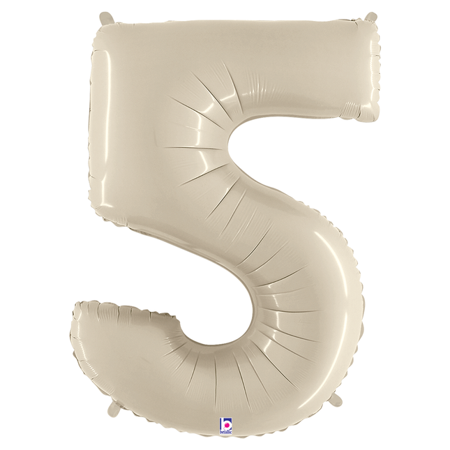 White Sand 5 Number Foil Balloon 34"