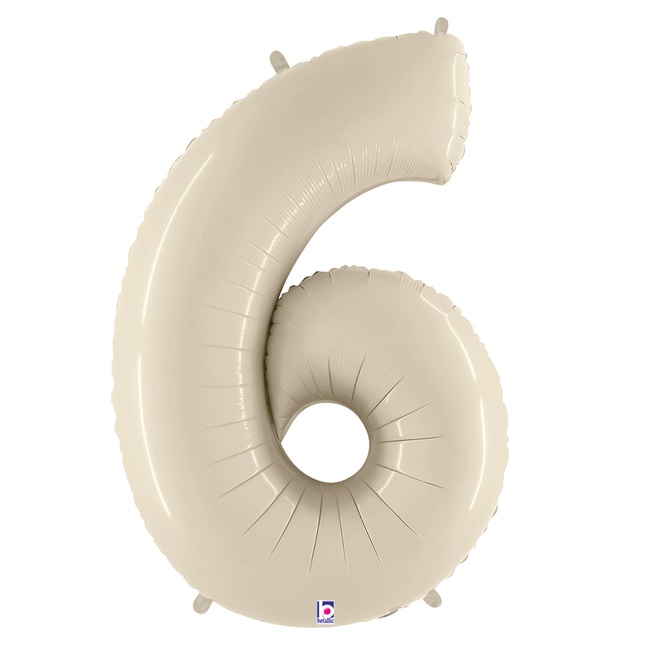 Beige number 6 balloon on a white background