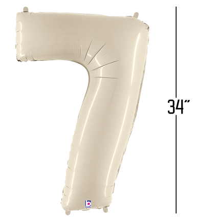 White Sand 7 Number Foil Balloon 34"
