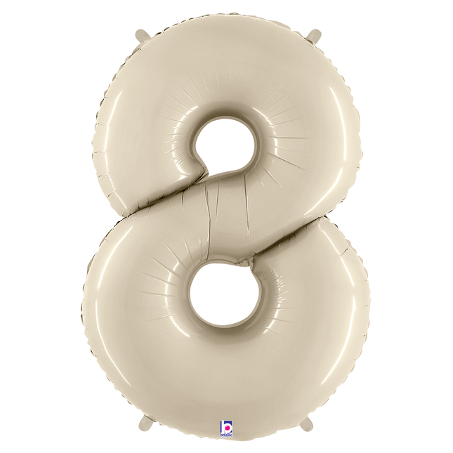 White Sand 8 Number Foil Balloon 34"