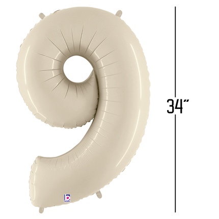 White Sand 9 Number Foil Balloon 34"
