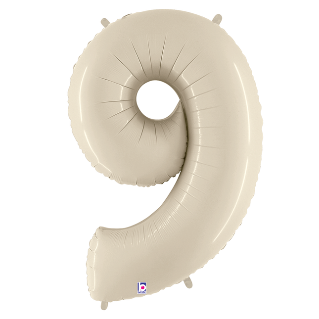 White Sand 9 Number Foil Balloon 34"