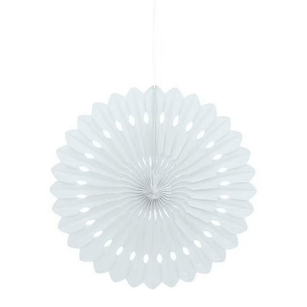 White Solid Tissue Paper Fan 16"