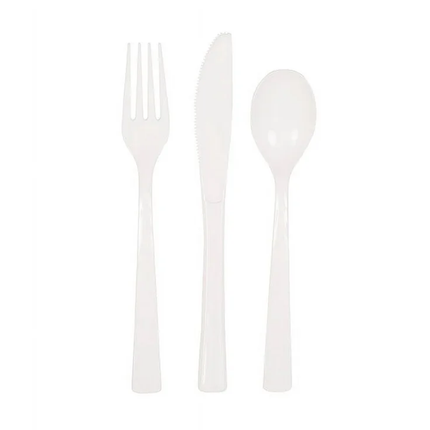 White Solid Assorted Plastic Cutlery, 18ct
