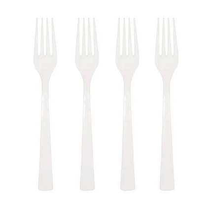 White Solid Plastic Forks, 18ct