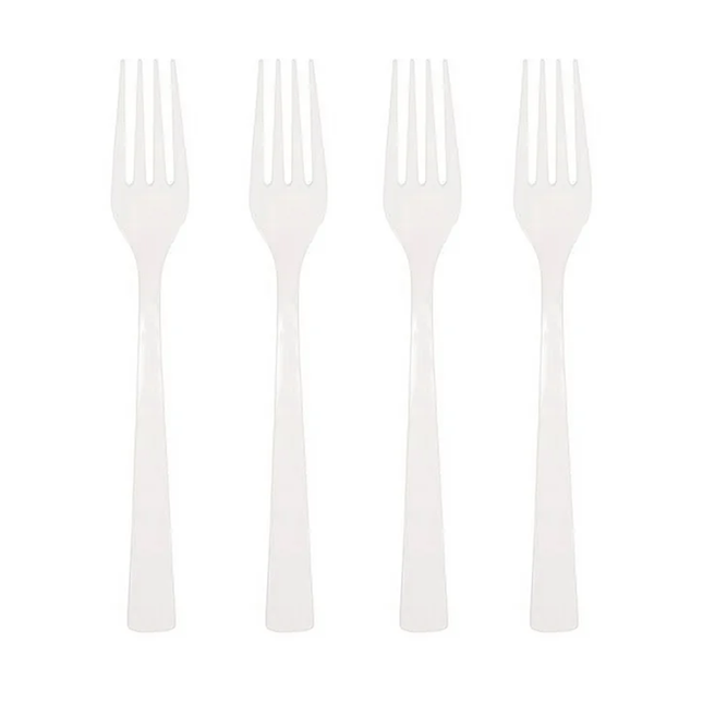 White Solid Plastic Forks, 18ct