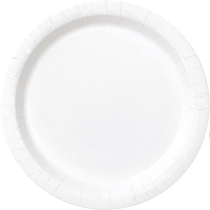 White Solid Round 9" Dinner Plates, 16ct