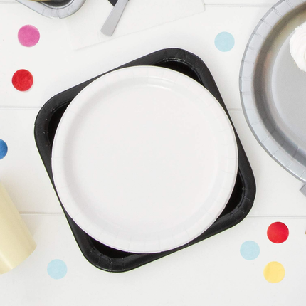 White Solid Round 9" Dinner Plates, 16ct
