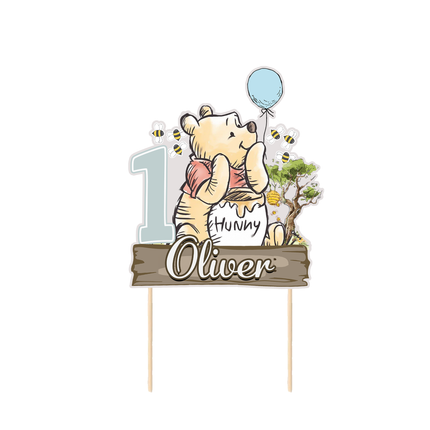 Winnie The Pooh Custom CardStock Cake Topper 7"