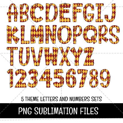 Harry Potter Wizard Magic Doodle Alphabet Letters, Numbers PNG Bundle Instant Download