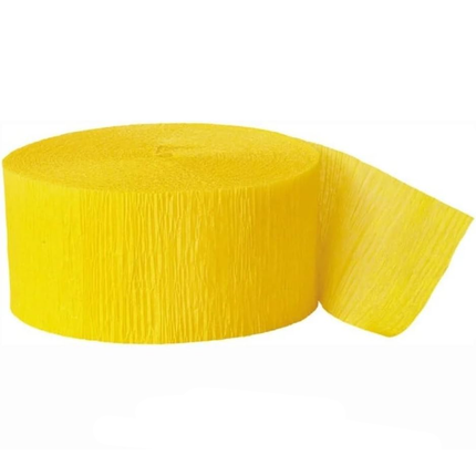 Yellow Crepe Paper Streamer, 81 ft