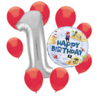 Ahoy Pirate 1st birthday set main: number 1 foil, themed foil and 8 matching latex balloons