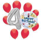 Ahoy Pirate 4th birthday set main: number 4 foil, themed foil and 8 matching latex balloons