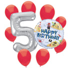 Ahoy Pirate 5th birthday set main: number 5 foil, themed foil and 8 matching latex balloons