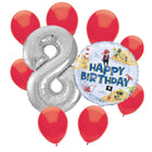 Ahoy Pirate 8th birthday set main: number 8 foil, themed foil and 8 matching latex balloons