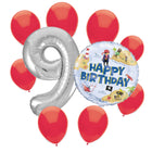 Ahoy Pirate 9th birthday set main: number 9 foil, themed foil and 8 matching latex balloons