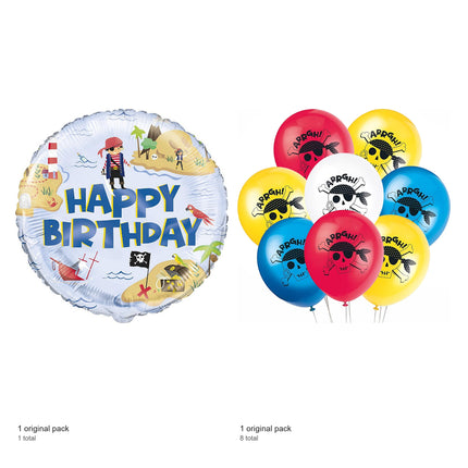 Ahoy Pirate Foil and Latex Balloon Bundle - included packs and quantities