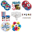Ahoy Pirate Party Supplies, Foil and Latex Balloons Set for 16 Guests - set overview