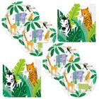 Animal Safari Dinner Plates and Napkins Set for 32 Guests - set overview