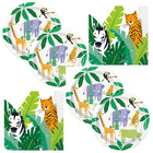 Animal Safari Dinner Plates and Napkins Set for 16 Guests - set overview