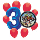 Avengers 3rd birthday set main: number 3 foil, themed foil and 8 matching latex balloons