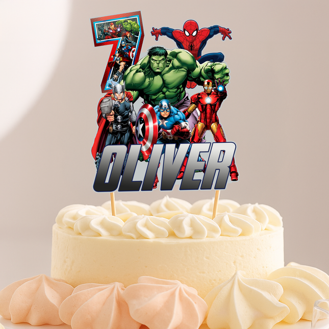 Avengers Birthday CardStock Cake Topper 7"