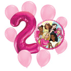 Barbie 2nd birthday set main: number 2 foil, themed foil and 8 matching latex balloons